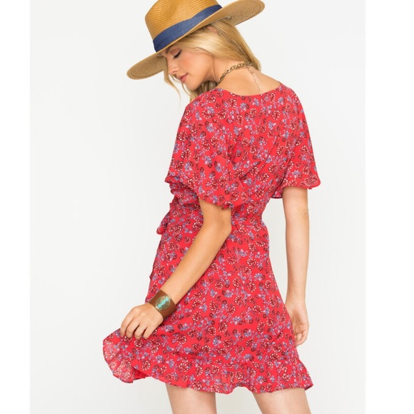 Jack by BB Dakota Ruby Friendly Fire Wrap Dress - Picture 2 of 8